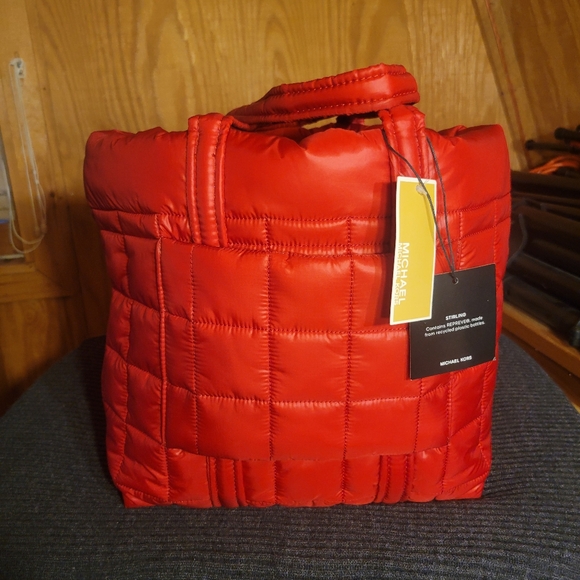 NWT Michael Kors Red Stirling puffer tote bag
